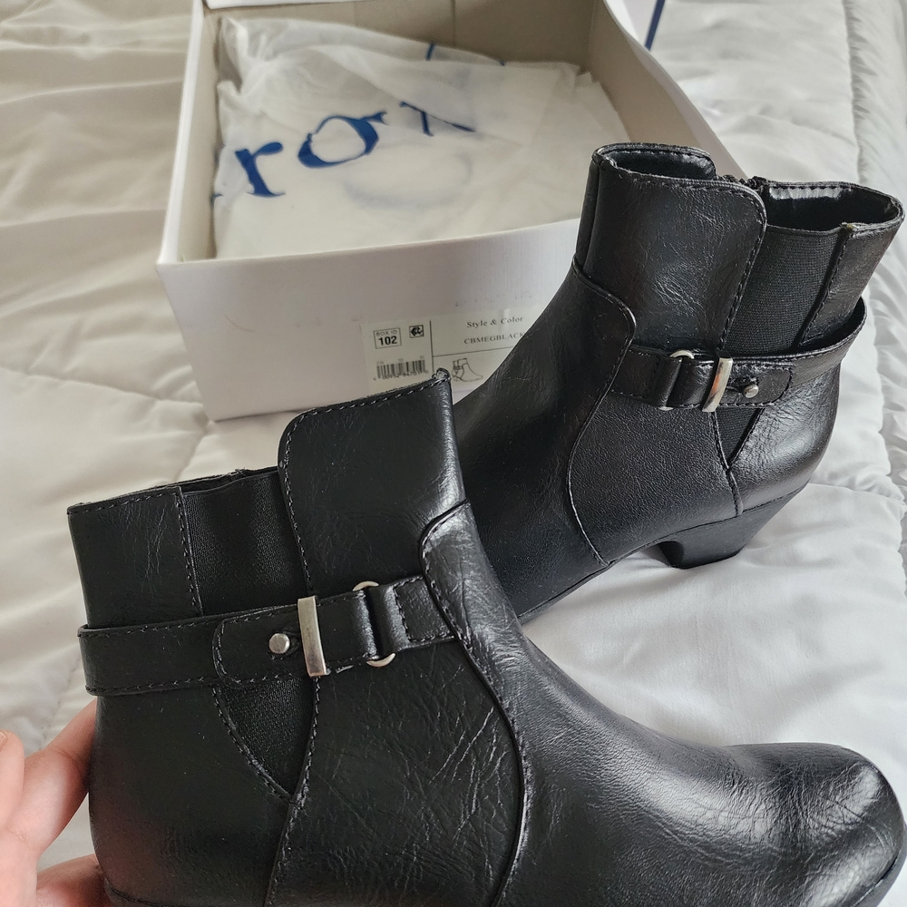 Croft & Barrow Black Ankle Boots with Buckle